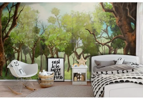 Wallpaper landscape forest illustration for children