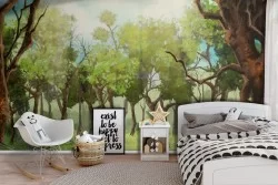 Carta da Parati paesaggio foresta illustrazione bambini