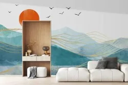 Carta da parati paesaggio astratto per zona giorno