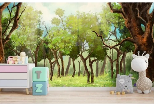 Carta da Parati paesaggio foresta illustrazione bambini 2