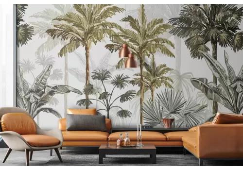 Carta da parati giungla tropicale illustrata 2