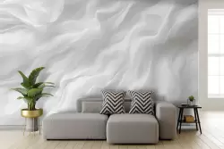 Carta da parati ondulata bianca astratta effetto 3d