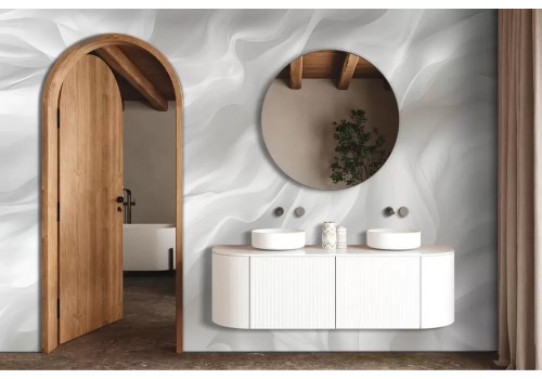 Carta da parati ondulata bianca astratta effetto 3d 2