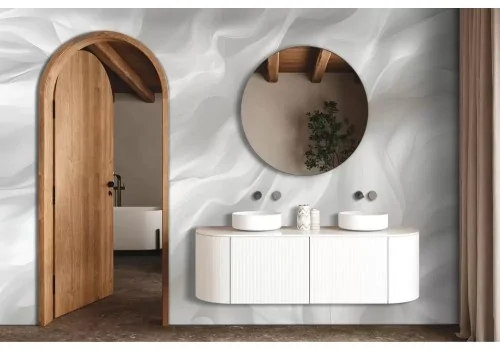 Carta da parati ondulata bianca astratta effetto 3d 2