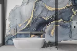 Dona un tocco artistico con la carta da parati marmo astratto blu e oro