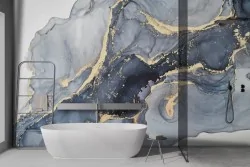 Dona un tocco artistico con la carta da parati marmo astratto blu e oro