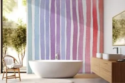 Carta da parati strisce arcobaleno acquerello