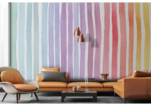 Carta da parati strisce arcobaleno acquerello 2