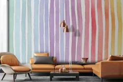 Trasforma il tuo soggiorno con carta da parati strisce colorate