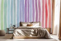 Rinnova con carta da parati arcobaleno per la camera da letto