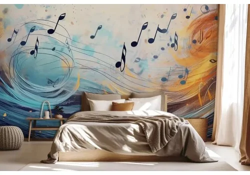 Carta da parati note musicali astratte