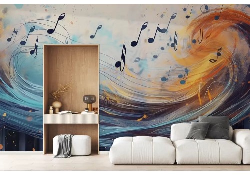 Carta da parati note musicali astratte 2