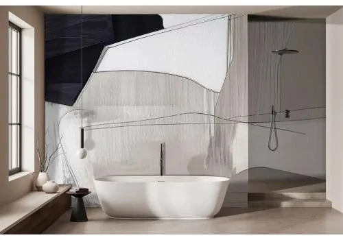 Carta da parati astratta toni neutri 2