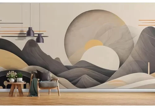 Carta da parati paesaggio di montagna 3D