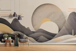 Carta da parati paesaggio di montagna stilizzato 3d