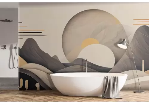 Carta da parati paesaggio di montagna stilizzato 3d 2