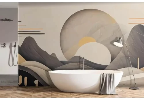 Carta da parati paesaggio di montagna stilizzato 3d 2