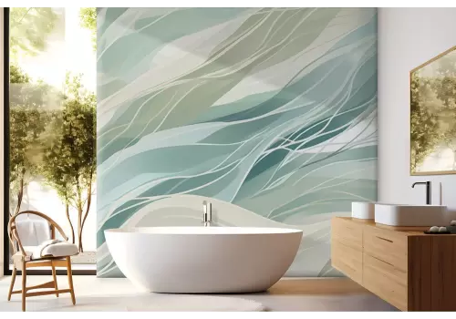 Carta da parati onde astratte tonalità del verde