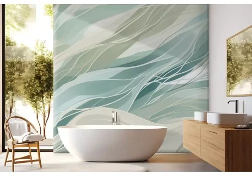 Carta da parati onde verdi astratte