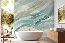 Carta da parati onde astratte tonalità del verde