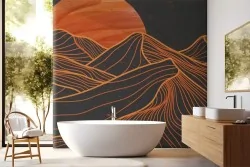 Carta da parati montagne deserto stilizzate