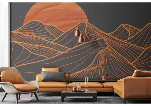 Carta da parati montagne deserto stilizzate 2