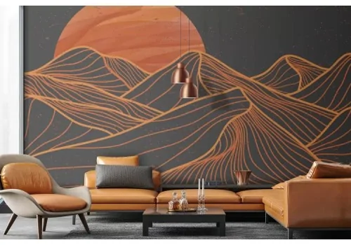 Carta da parati montagne deserto stilizzate 2