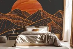 Esplora la bellezza del deserto con la nostra carta da parati montagne deserto stilizzate