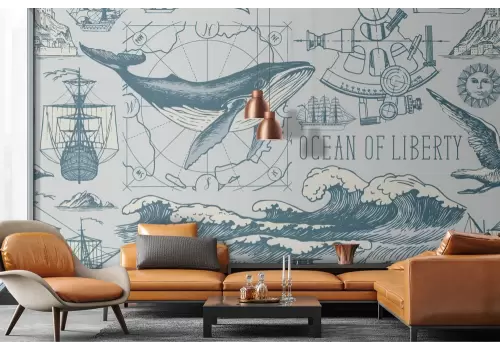 Carta da parati pattern mondo acquatico 2