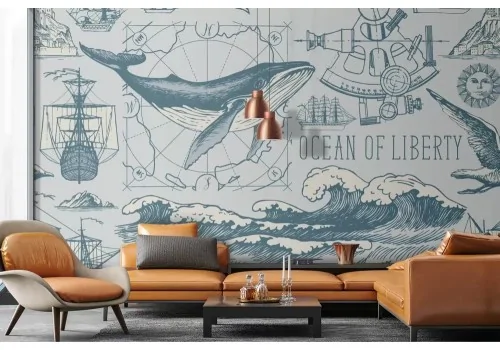 Carta da parati pattern mondo acquatico 2