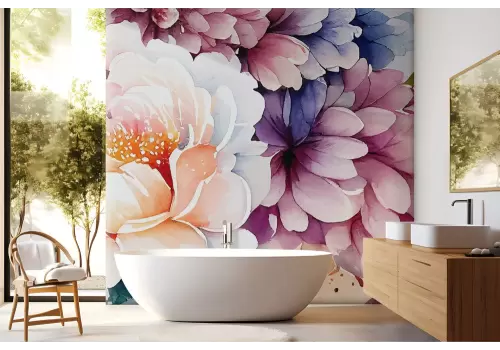 Carta da parati fiori ad acquerello toni delicati