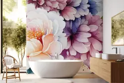 Carta da parati fiori ad acquerello toni delicati