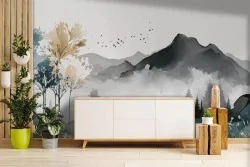 Eleganza naturale con la nostra carta da parati paesaggio montano