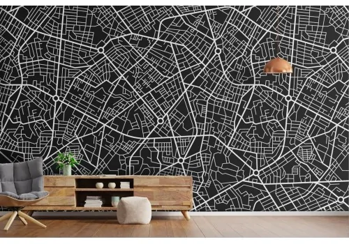 Carta da Parati mappa città con strade