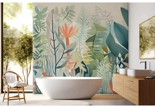 Carta da parati botanica acquerello verde