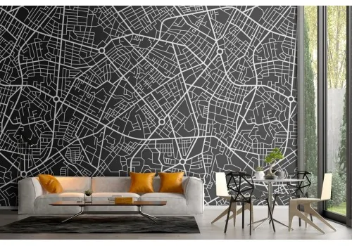 Carta da Parati mappa città con strade 2