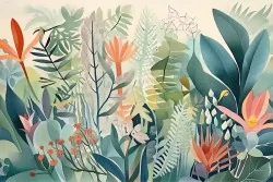 Decorazione murale con piante dipinte