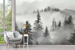 Aggiungi un tocco di mistero con la carta parati foresta nebbiosa