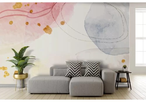 Carta da parati astratta colori pastello glitter oro