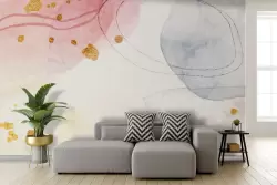 Carta da parati astratta colori pastello glitter oro