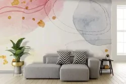 Carta da parati astratta colori pastello glitter oro