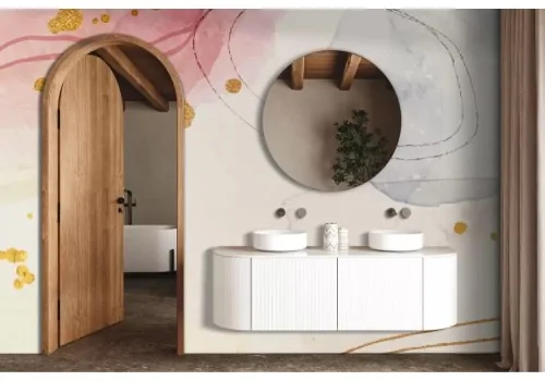 Carta da parati astratta colori pastello glitter oro 2