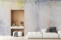 Atmosfera rilassante con carta da parati effetto acquerello