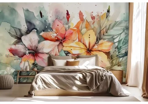 Carta da parati floreale vivace acquerello
