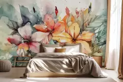 Carta da parati fiori vivaci acquerello