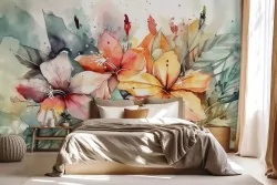 Carta da parati fiori vivaci acquerello