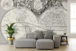 Carta da parati mappamondo vintage in emisferi