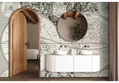 Carta da parati mappamondo vintage in emisferi 2