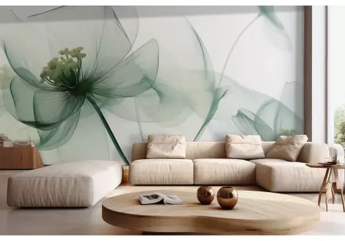 Carta da parati fiori verdi delicati e raffinati