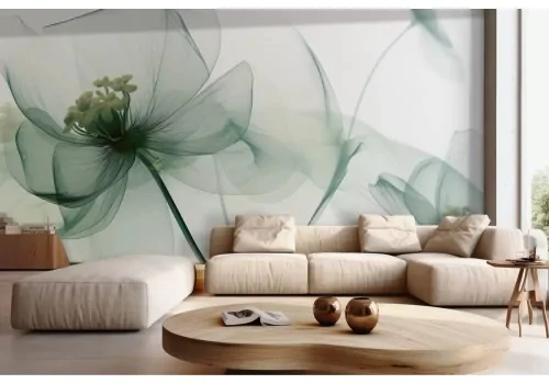 Carta da parati floreale verde delicato